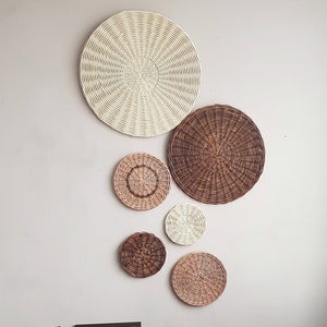 Boho Wicker Wandkorb Teller - 6er Set