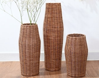 Wicker decorative vase, Boho wicker vase, Floor vase, Decorative floor vase, Home decor, Wicker vase, Vase For Pampas