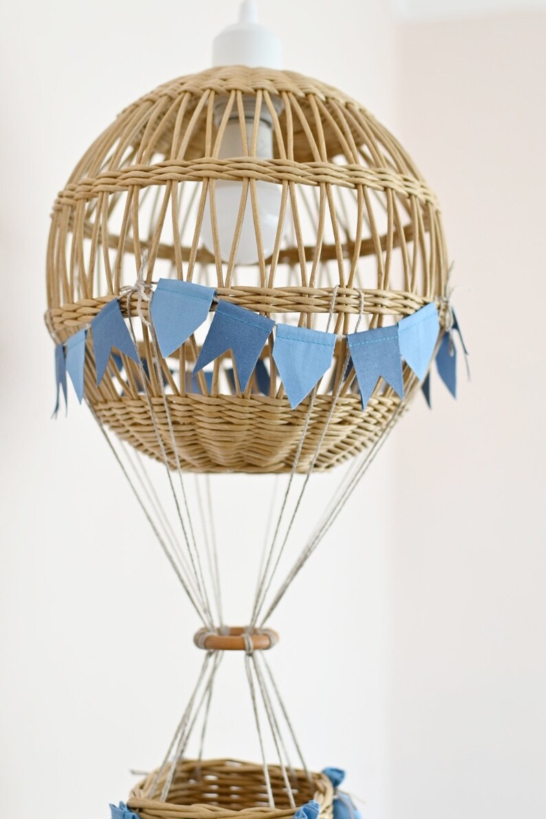 Hot Air Balloon Lamp, Air Balloon Lampshade, Light Hot Air Balloon, Wicker Hot Air Balloon image 7