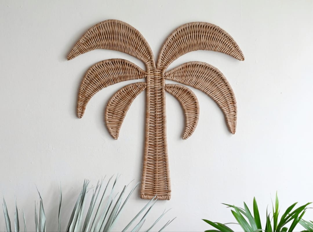 Wicker Wall Decor - Palm Tree, Wicker Palm Tree, Coastal Wall Decor