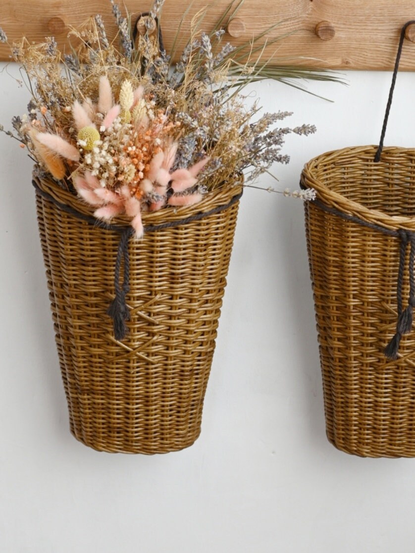 Set of 2 Door Baskets, Door Flower Basket, Door Hanging Basket, Wicker