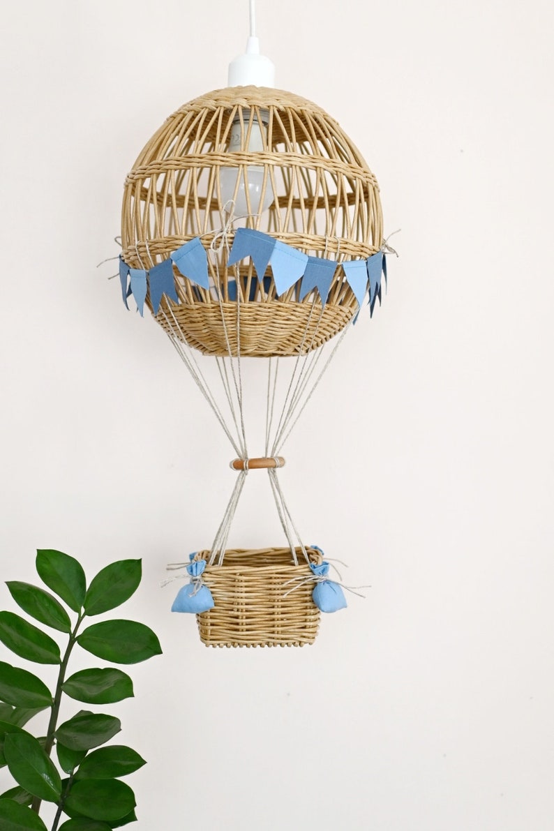 Hot Air Balloon Lamp, Air Balloon Lampshade, Light Hot Air Balloon, Wicker Hot Air Balloon image 6