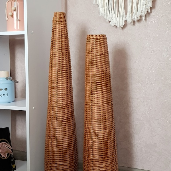 Wicker decorative vase, Floor vase, Decorative floor vase, Home decor, Wicker vase, Handmade vase