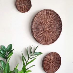 Wall baskets   Boho wall baskets   Wall decor   Wicker wall baskets Set of 3 wall baskets Decorative Wicker Wall Baskets