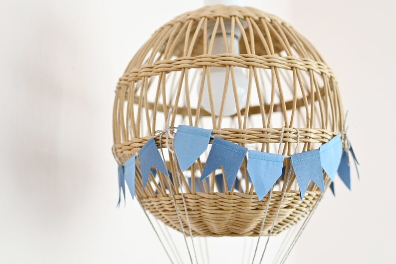 Hot Air Balloon Lamp, Air Balloon Lampshade, Light Hot Air Balloon, Wicker Hot Air Balloon image 3