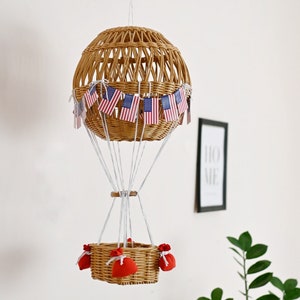 Balon na ogrzane powietrze, Wiklinowy balon na ogrzane powietrze, Dekoracja pokoju dziecięcego z balonu na ogrzane powietrze, Mobilny balon na ogrzane powietrze, Dekoracja dla dzieci z balonu na ogrzane powietrze