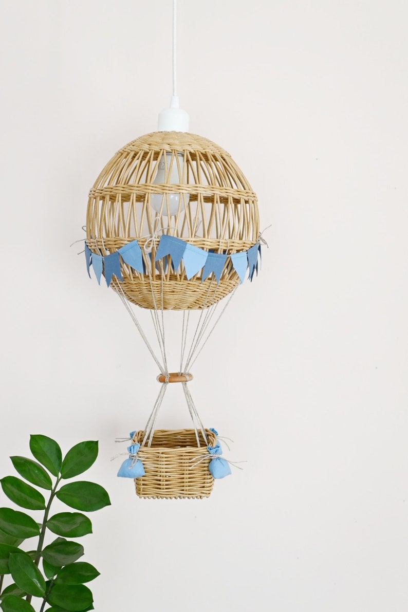 Hot Air Balloon Lamp, Air Balloon Lampshade, Light Hot Air Balloon, Wicker Hot Air Balloon image 5