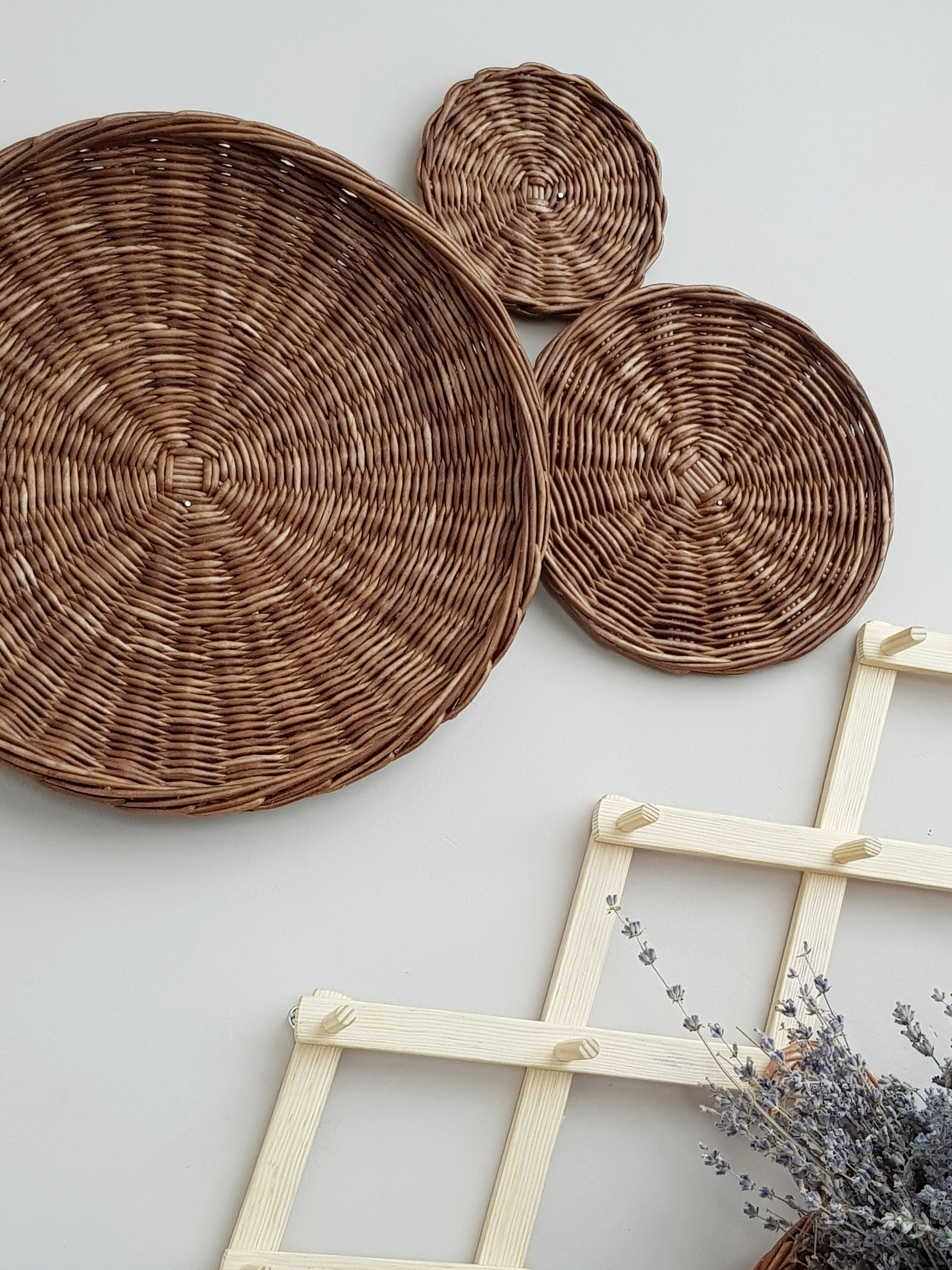 Boho Wicker Wall Baskets: Set of 3 Decorative Wall Decor - Etsy