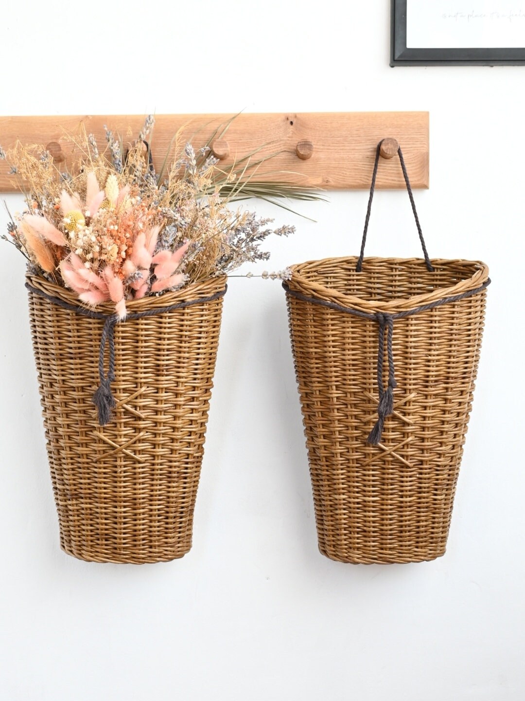 Set of 2 Door Baskets, Door Flower Basket, Door Hanging Basket, Wicker