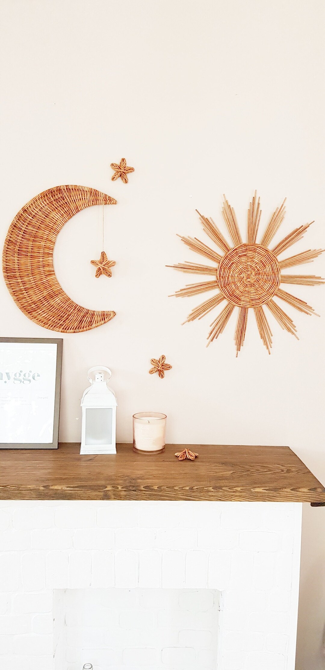 Nursery Wicker Wall Decor Sun Wall Basket Moon Wall Hanging - Etsy