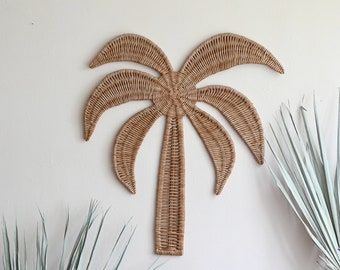 Wall decor palm tree, Hanging decor palm tree, Wicker wall palm tree, Tropical wall decor