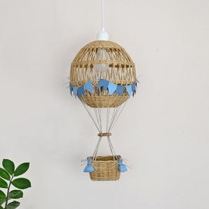 Hot Air Balloon Lamp, Air Balloon Lampshade, Light Hot Air Balloon, Wicker Hot Air Balloon Blue