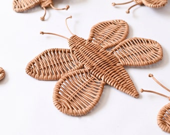Set of 2 Wall Hanging Wicker Butterflies
