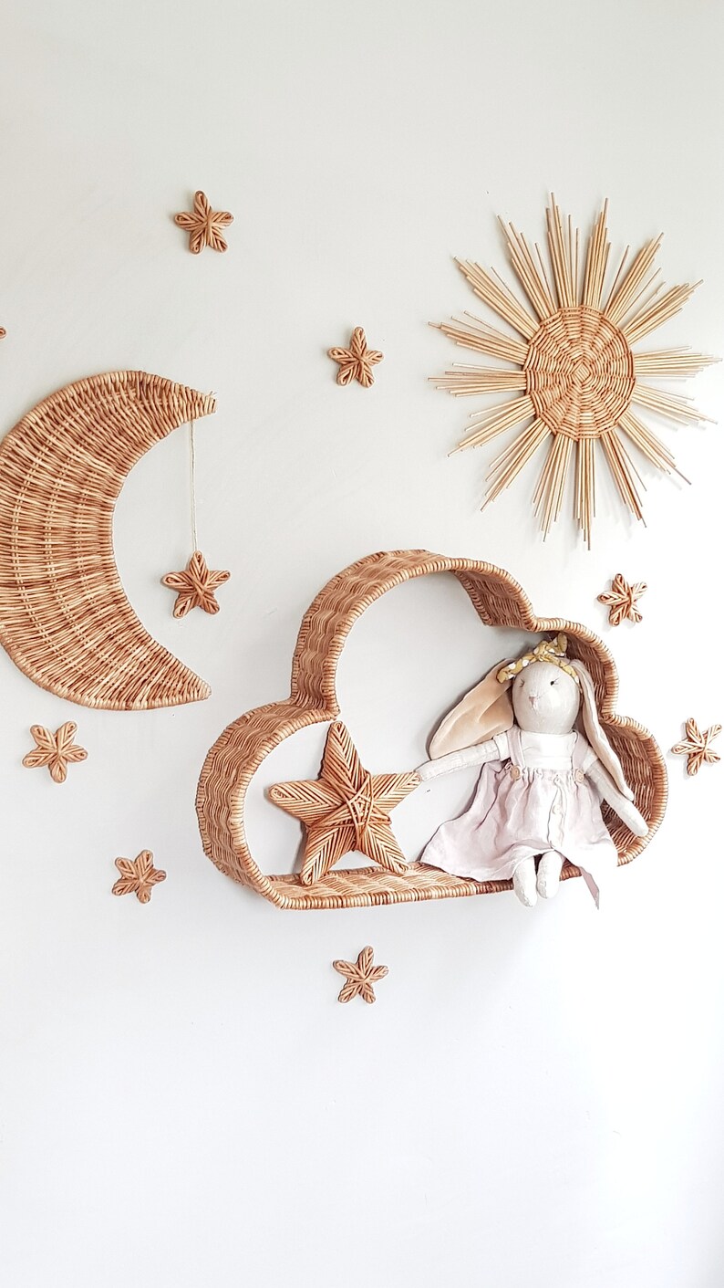 Set of Wicker Wall Decor in the Children's Room Moon Wall - Etsy