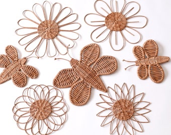 Wicker Butterfly and Flower Nursery Wall Decor Set