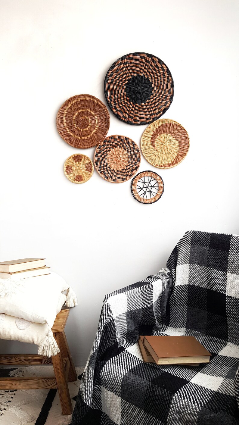 Wall Set of Wicker Baskets Wall Hanging Basket Colorful Etsy