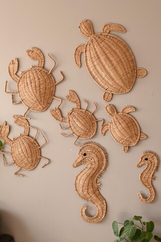Primitives By Kathy Set Di 3 Decorazioni Da Parete In Legno - Tema Marina: Ancora, Cavalluccio Marino E Balena - Stile Spiaggia
