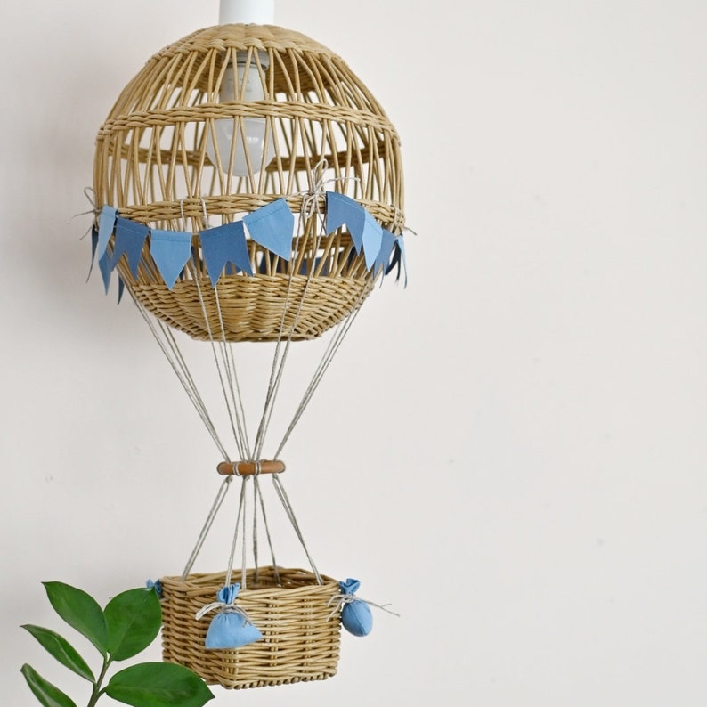 Hot Air Balloon Lamp, Air Balloon Lampshade, Light Hot Air Balloon, Wicker Hot Air Balloon image 2