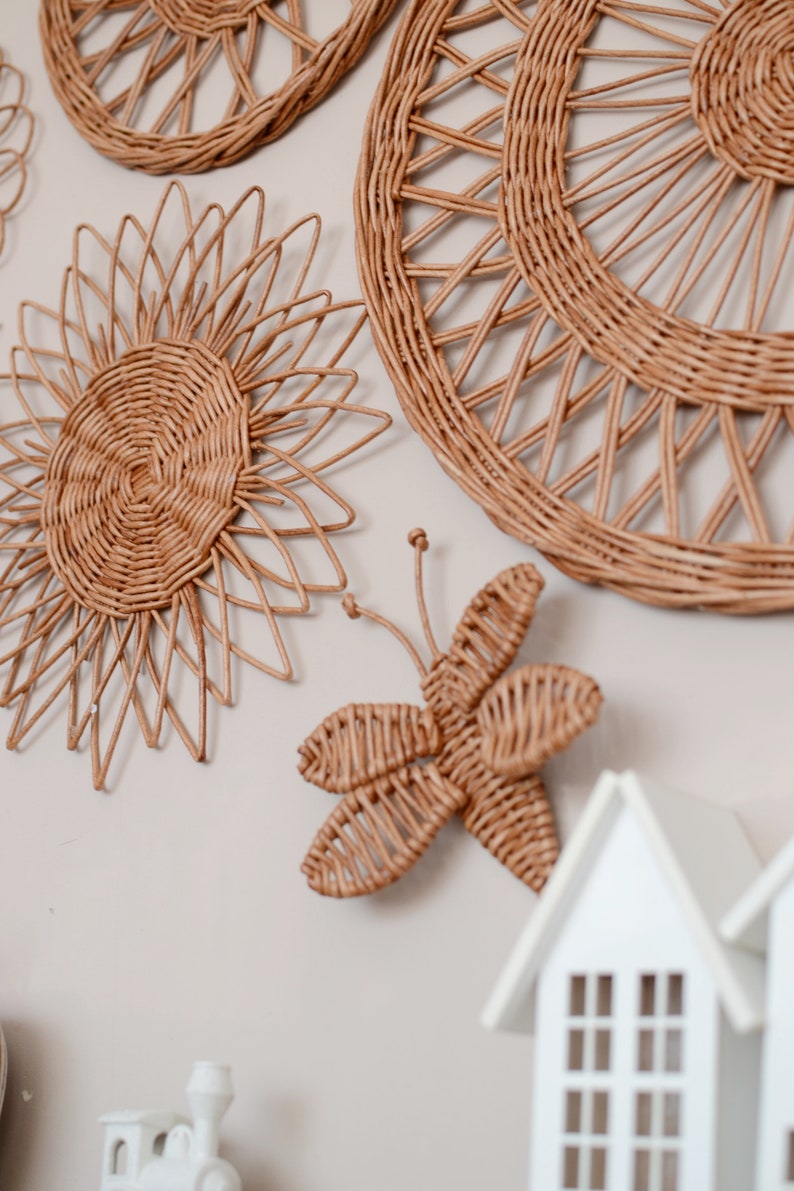 Wicker Wall Basket Set: Boho Nursery Decor - Etsy
