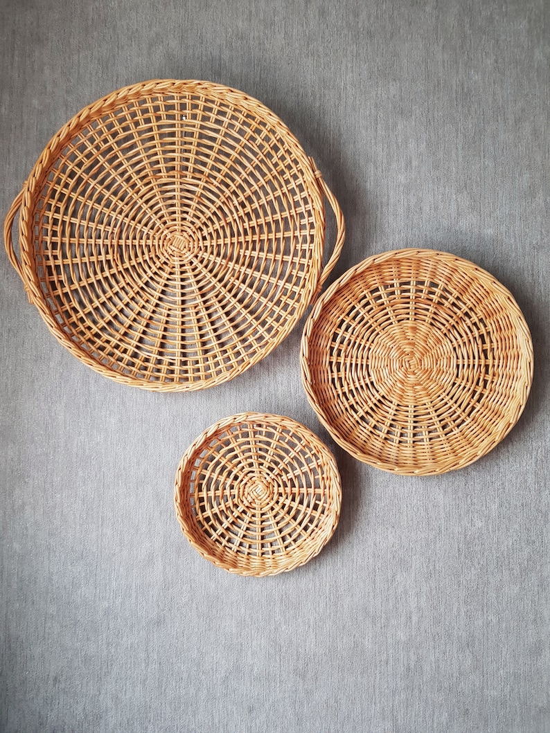 Woven wall basket, Minimalistwall decor, Wall basket decor, Wall boho baskets, Wicker wall basket set, Wicker wall basket decoration image 2