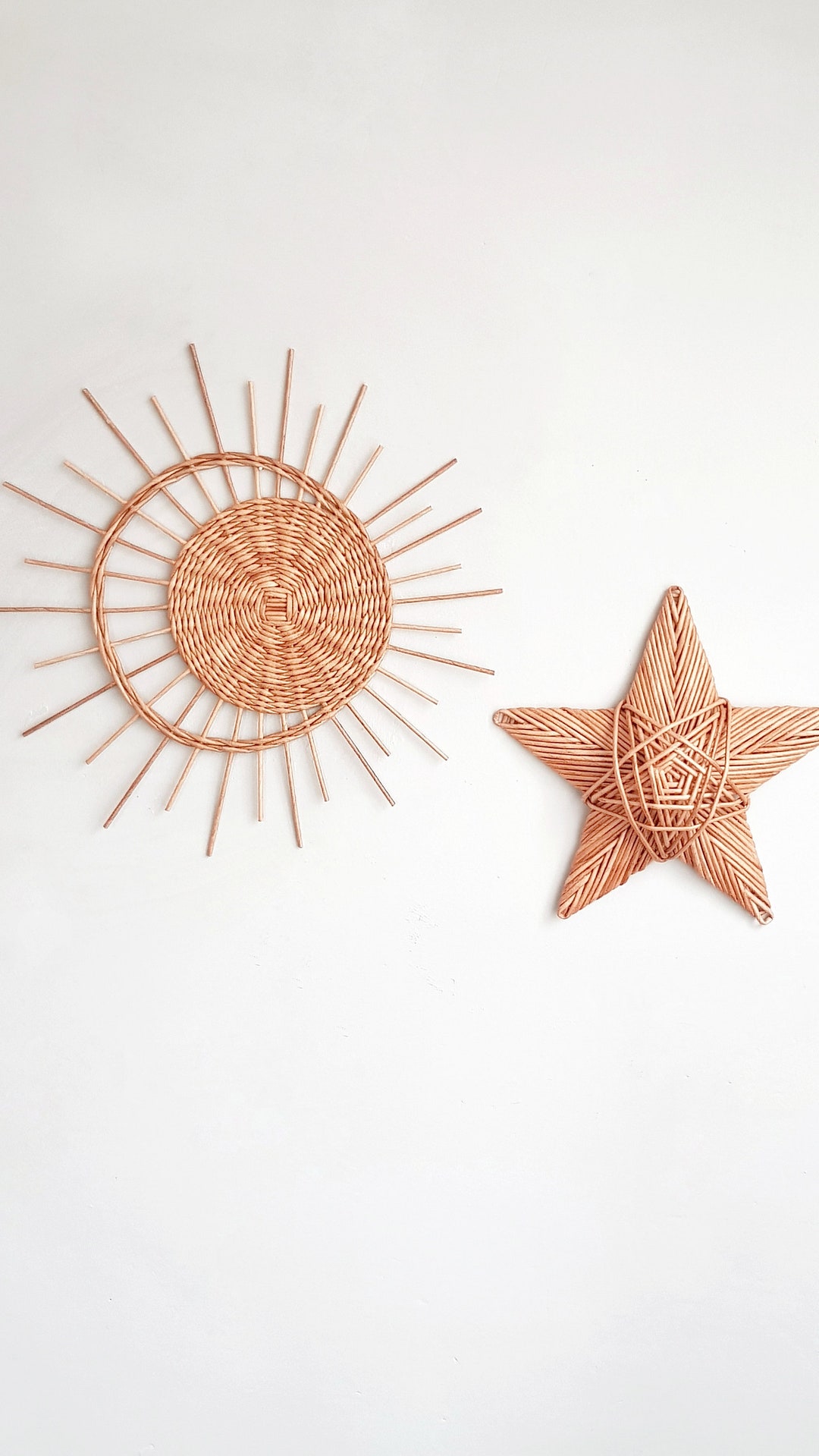 Wicker Sun, Moon & Star Nursery Wall Decor - Etsy