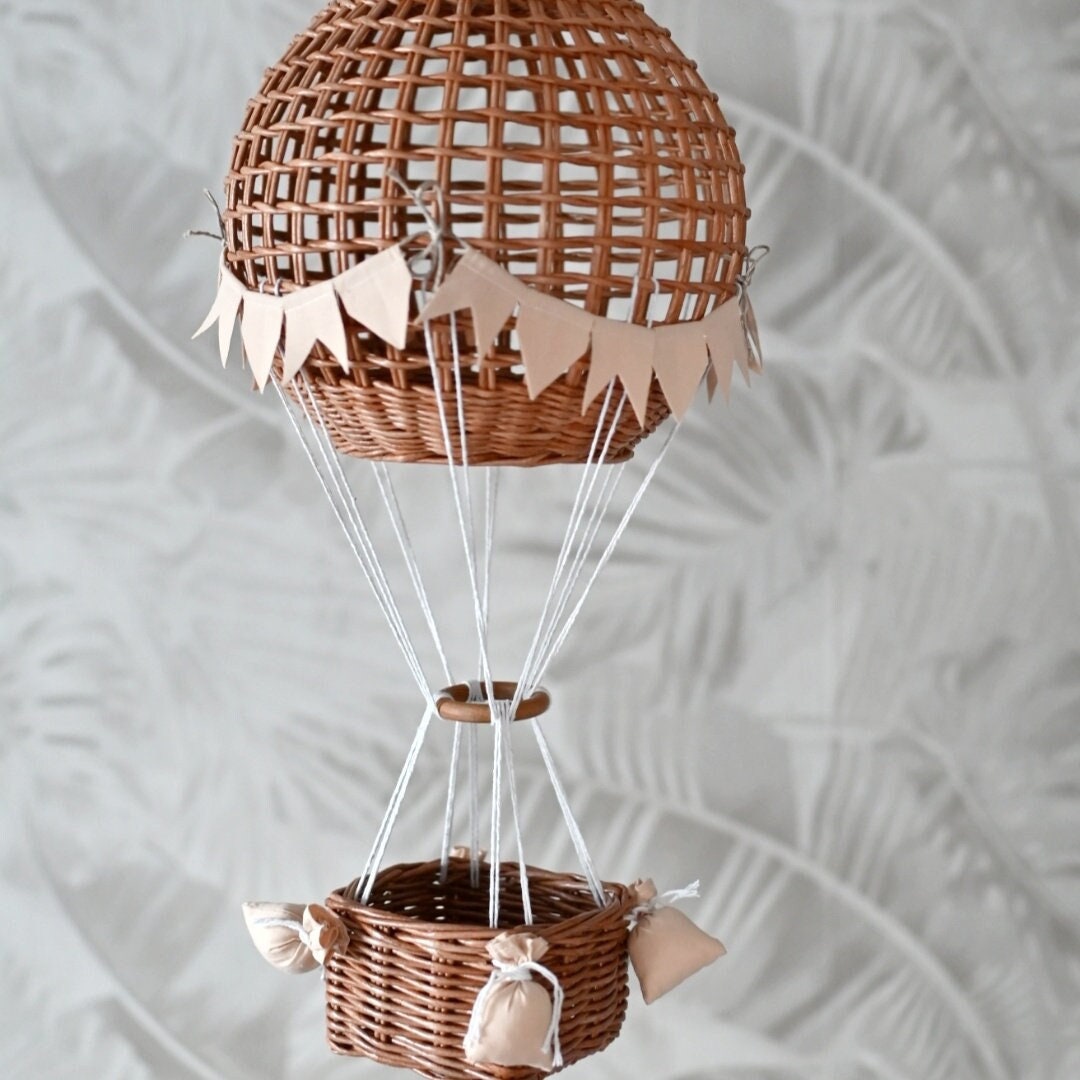 Wicker Hot Air Balloon Mobile, Boho Nursery Decor - Etsy