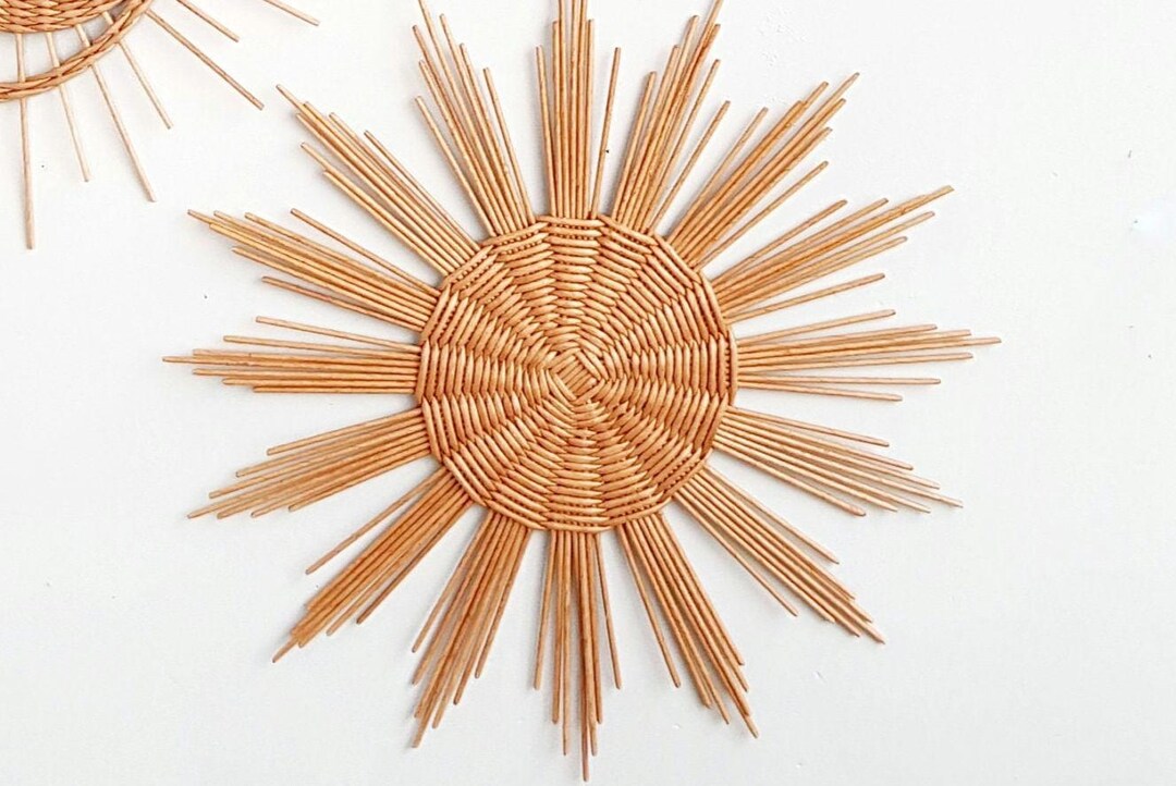 Wicker Sun Wall Basket: Boho Nursery Decor (16 Inches) - Etsy