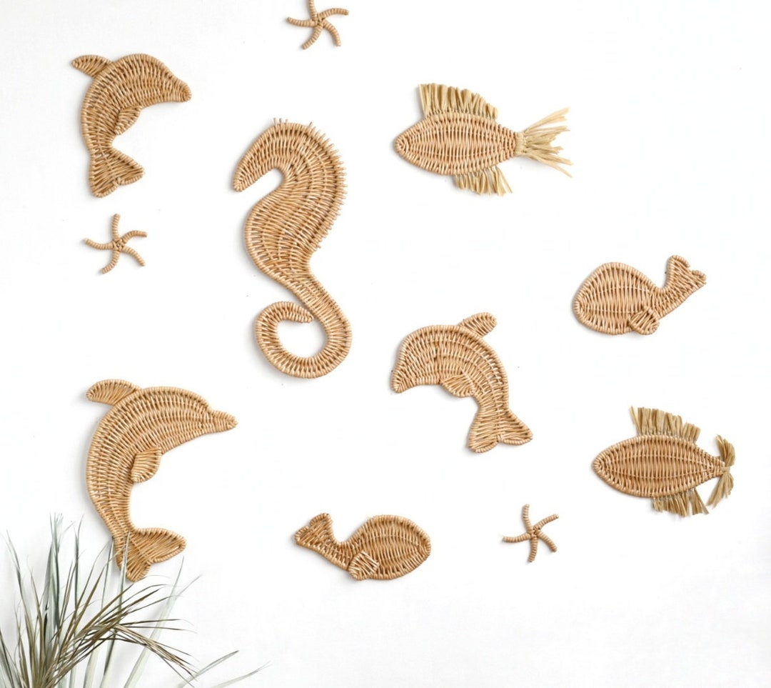 Nautical Nursery Wall Decor, Wall Wicker Fish, Nautical Wicker Wall