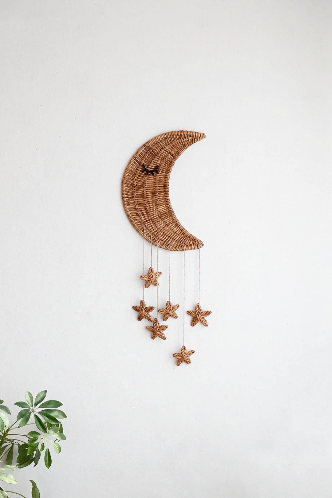 Wicker Moon and Stars Wall Hanging: Boho Nursery Decor - Etsy