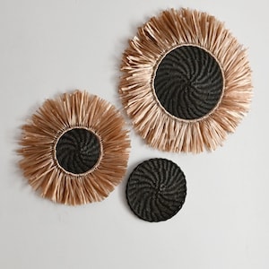 Wicker wall baskets, wicker wall plate set, basket wall decor, boho wall basket, wicker hanging baskets, Woven wall decor