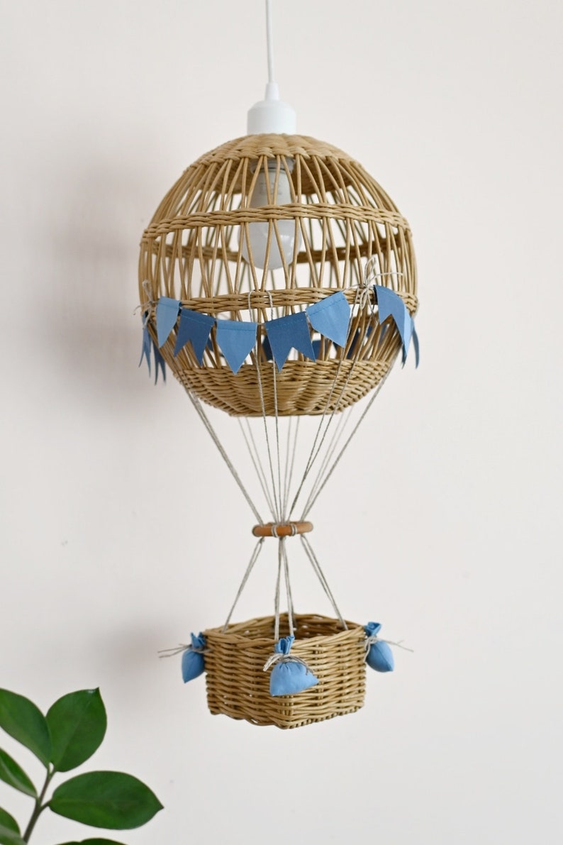 Hot Air Balloon Lamp, Air Balloon Lampshade, Light Hot Air Balloon, Wicker Hot Air Balloon image 4