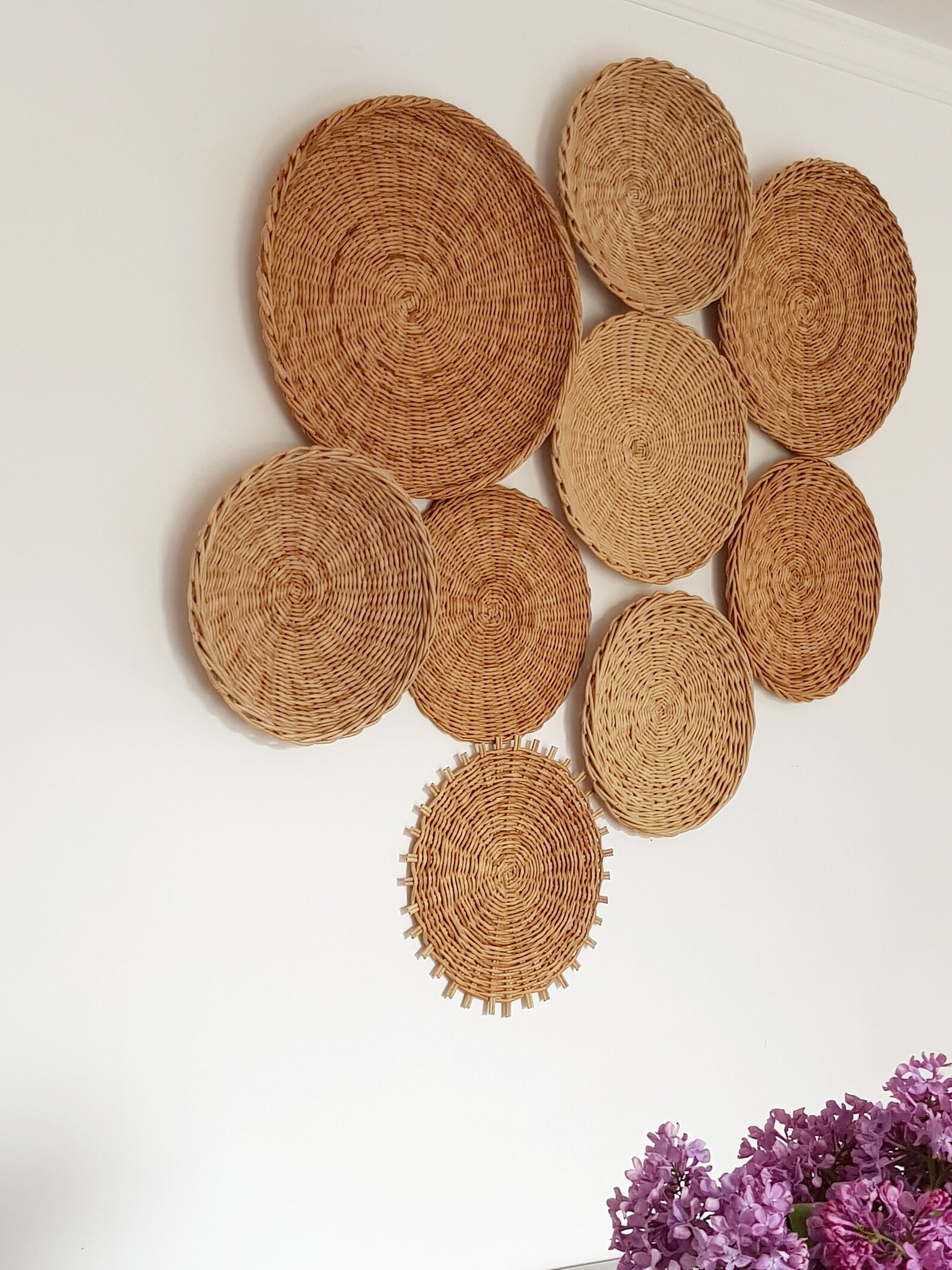 Set of 9 wall plates Wall basket tray Basket Wall Decor Etsy