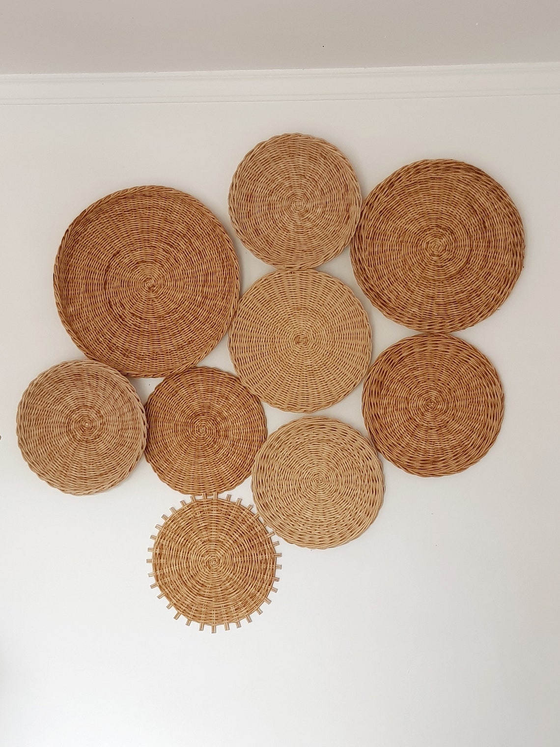 Set of 9 wall plates Wall basket tray Basket Wall Decor Etsy