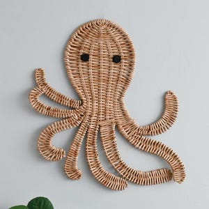 Wicker wall hanging octopus wall decor, wall decor for nursery, octopus wall decor