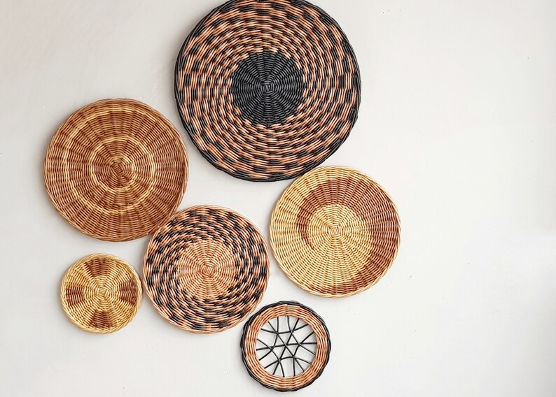 Wall Set of Wicker Baskets Wall Hanging Basket Colorful Etsy