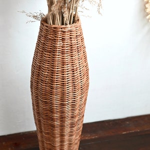 Tall Wicker Floor Vase: Boho Pampas Grass Decor (20.86") - Etsy