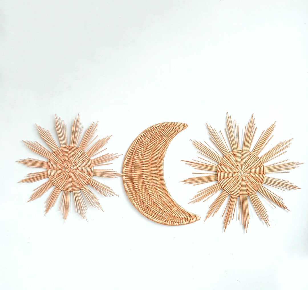 Wicker Sun and Moon Nursery Wall Decor Set - Etsy