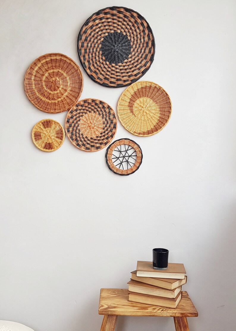 Wall Set of Wicker Baskets Wall Hanging Basket Colorful Etsy