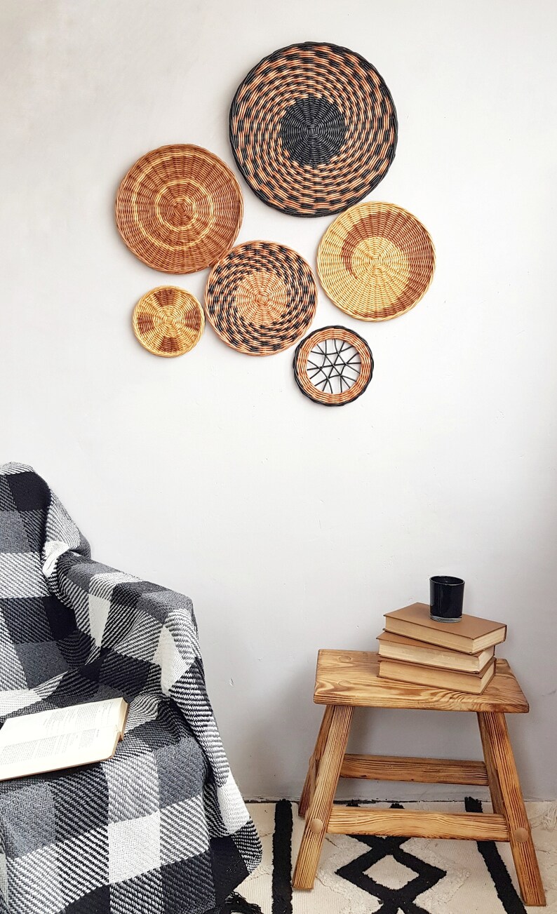 Wall Set of Wicker Baskets Wall Hanging Basket Colorful Etsy