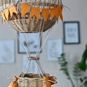 Hot Air Balloon Lamp, Air Balloon Lampshade, Light Hot Air Balloon, Wicker Hot Air Balloon image 9