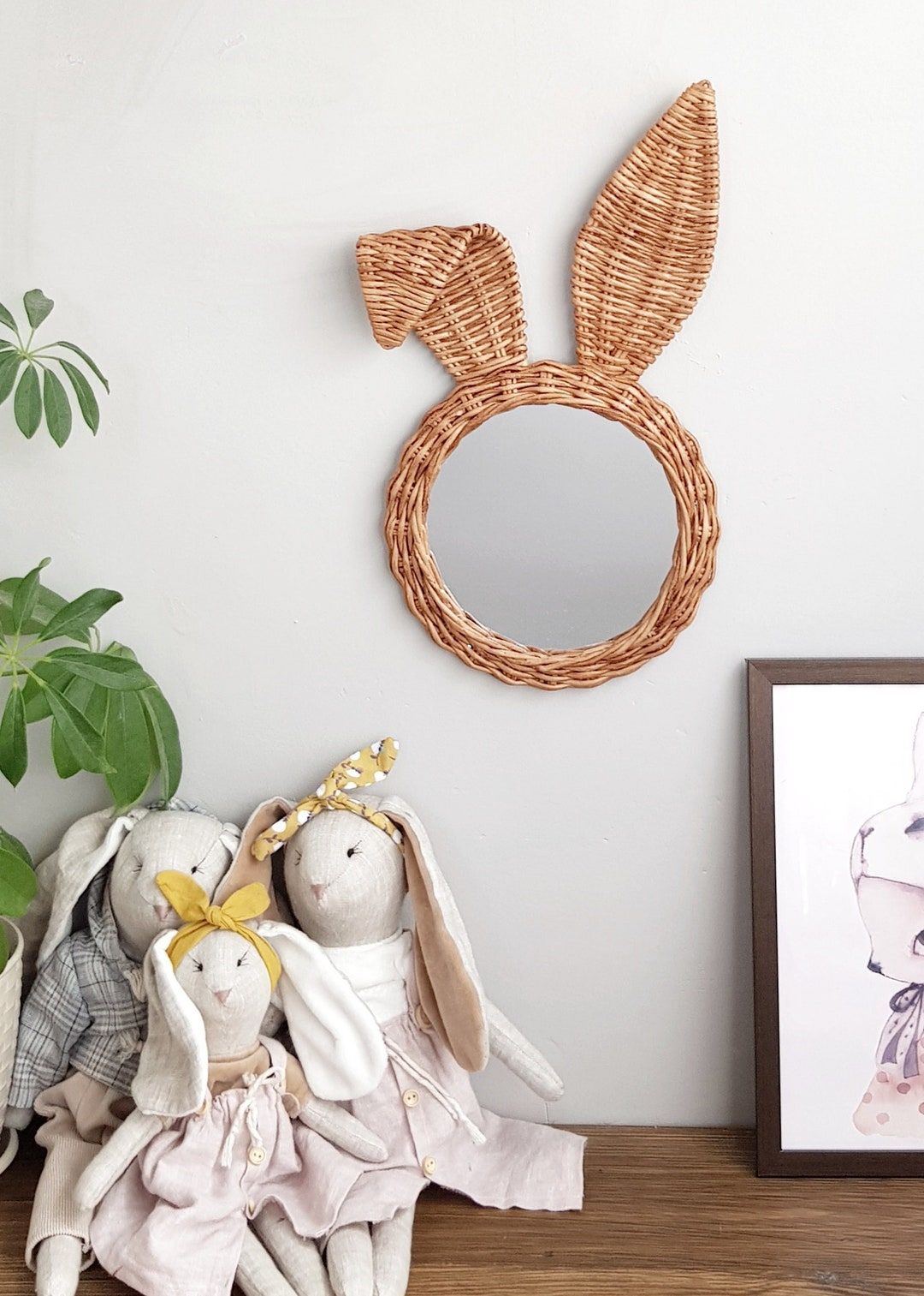 Nursery Mirror, Baby Mirror, Wicker Mirror, Wall Mirror, Wall Decor