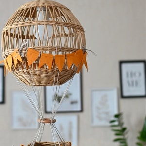 Hot Air Balloon Lamp, Air Balloon Lampshade, Light Hot Air Balloon, Wicker Hot Air Balloon image 10