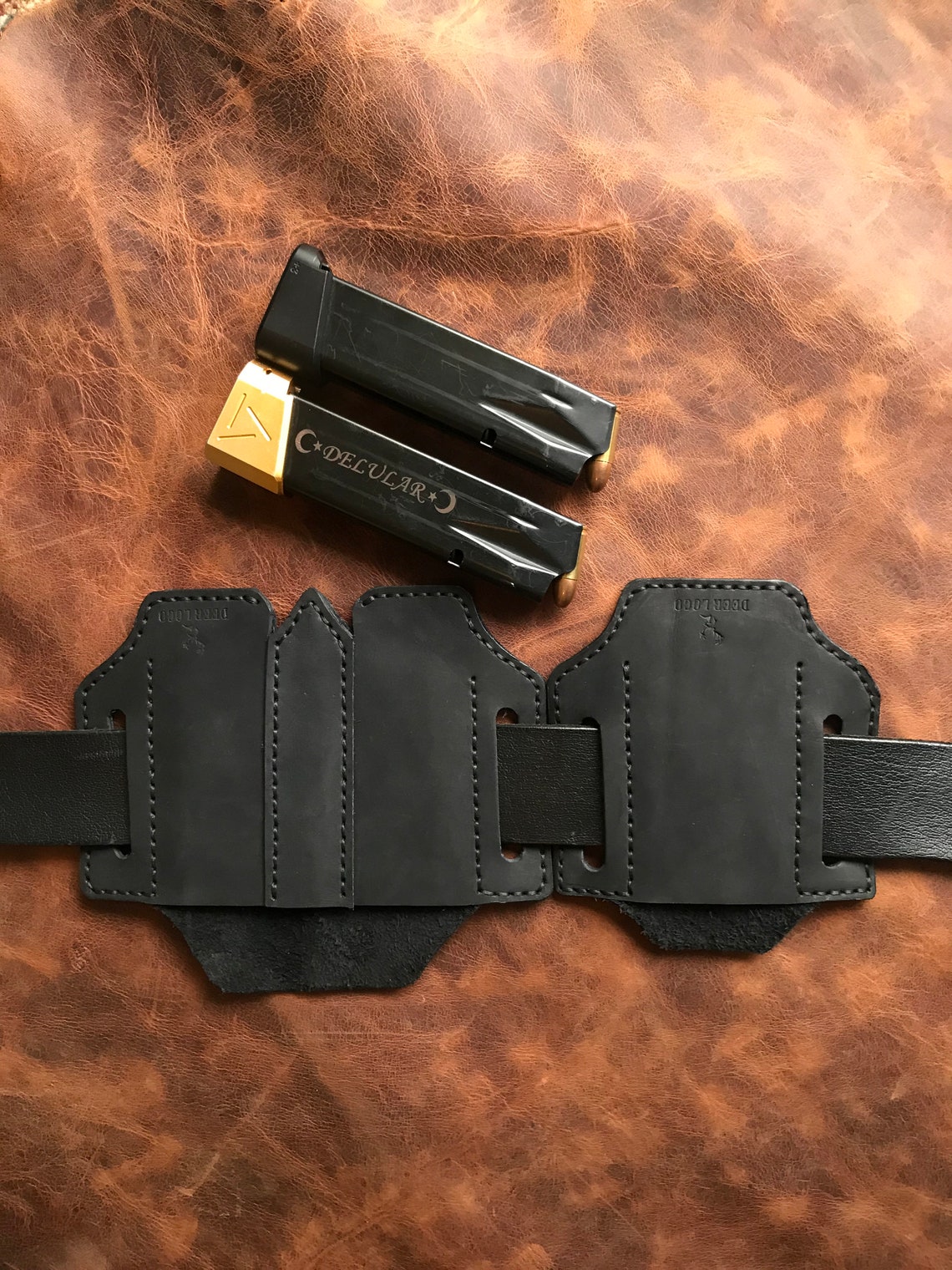 Leather Dual Pocket Magazine Holder in many sizes .380 Auto Etsy
