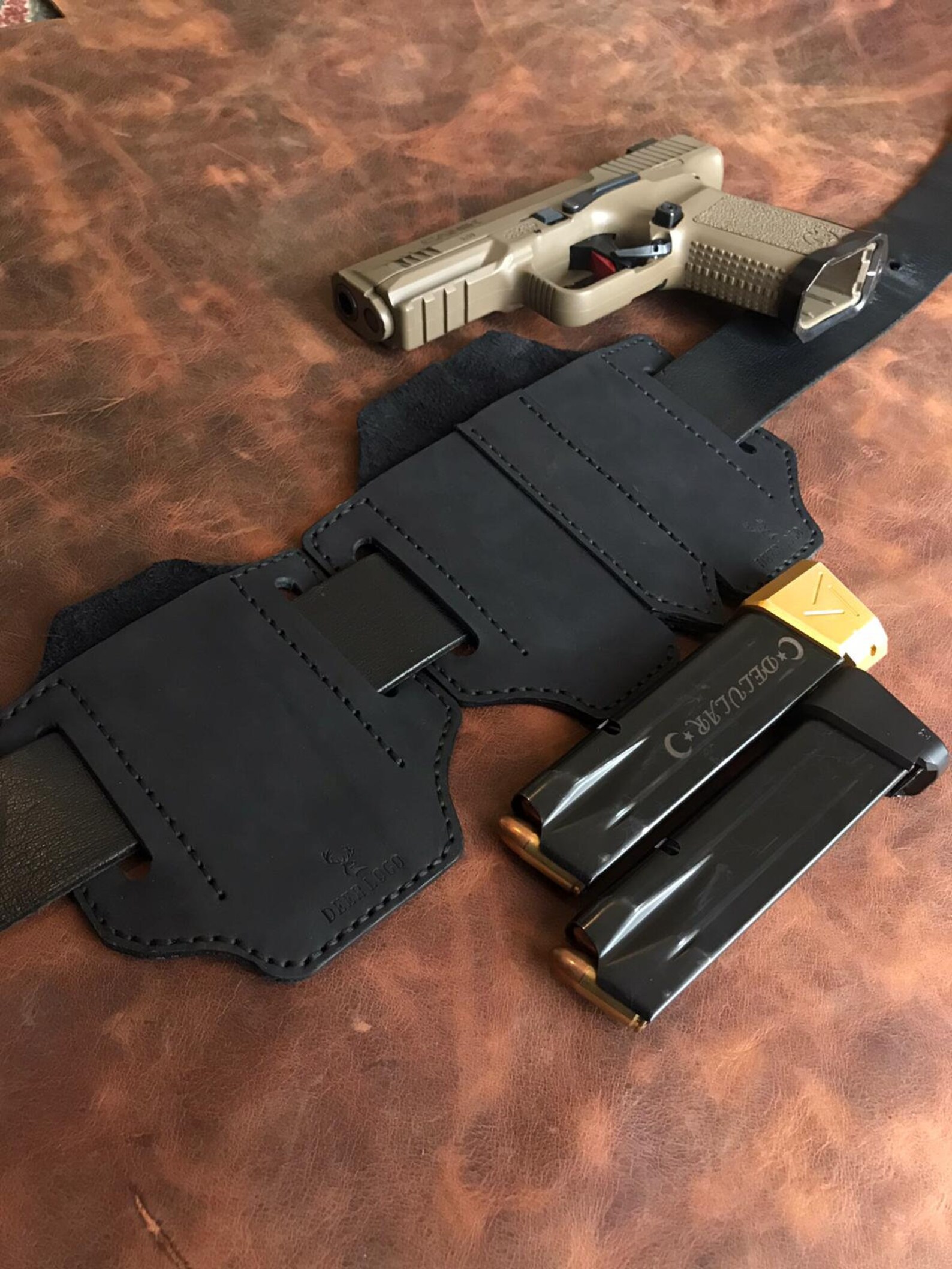 Leather Dual Pocket Magazine Holder in many sizes .380 Auto Etsy