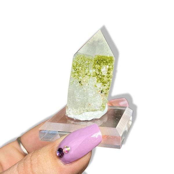 Épidote sur échantillon de quartz chlorite