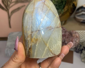 High Quality, Green Moonstone Freeform, Genuine Crystal