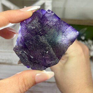 High Quality, UV Reactive Purple Cube w/ Green Zoning Fluorite