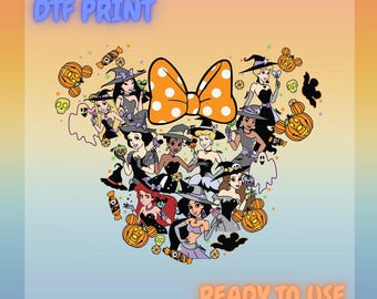 Halloween Princess DTF Transfer, Witch Disney Design, Ready-to-Press