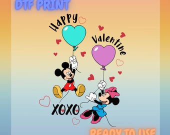 Happy Valentine Minnie Inspired DTF Print, Valentine Balloon Love Design, Ready to Press Transfer, Valentine Shirt Graphic
