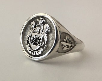 Custom Signet Ring, Solid 925 Sterling Silver Ring, Family Crest Ring, Coat of Arm Ring, Heraldic Ring, Man & Woman